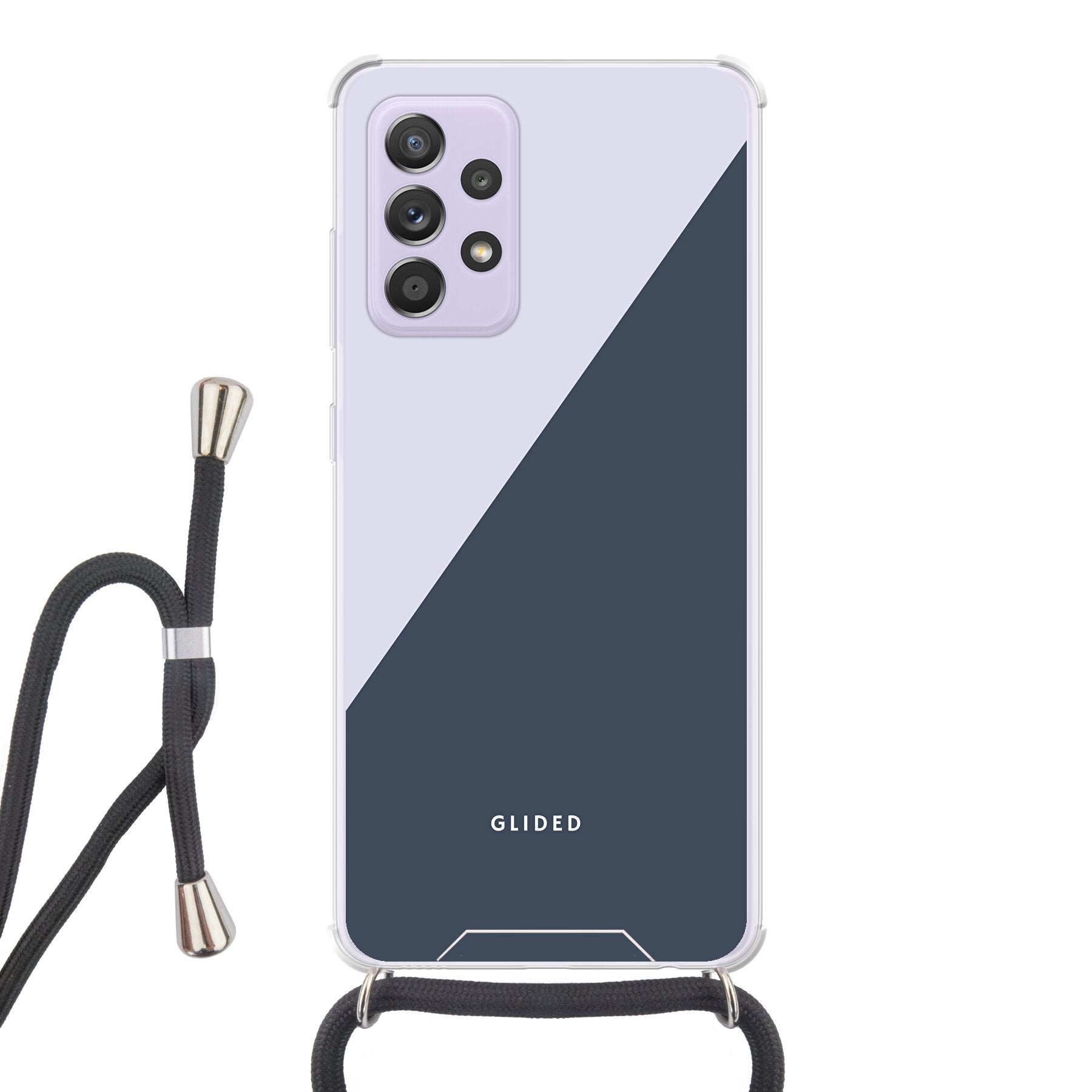 Edge Handyhülle für Samsung Galaxy A52 in Grau und Weiß, elegant und modern mit präzisen Aussparungen.